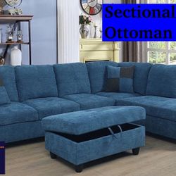 Brand New Blue Sectional Sofa Couch 