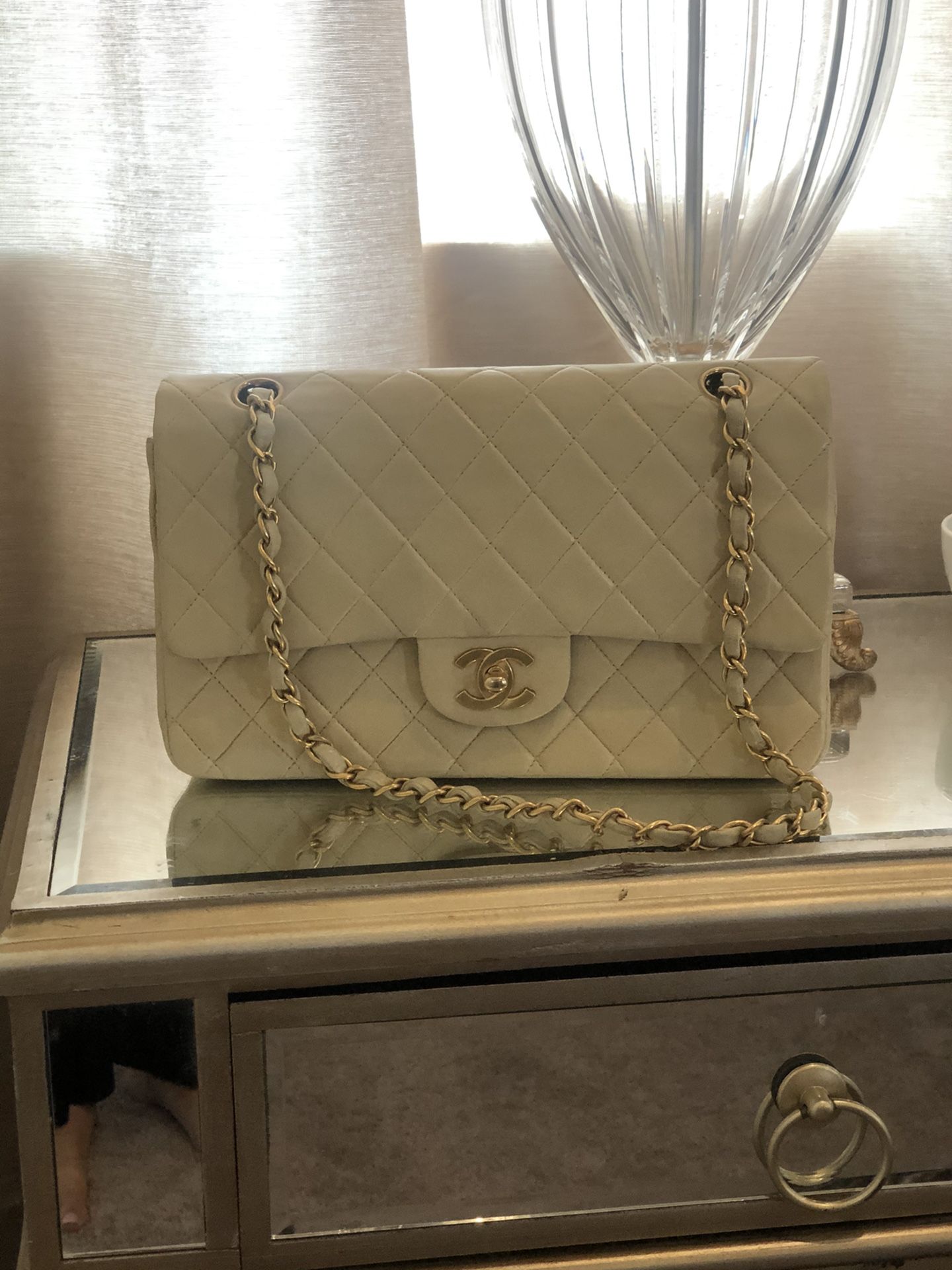 Chanel Vintage Double Flap Bag Beige Medium