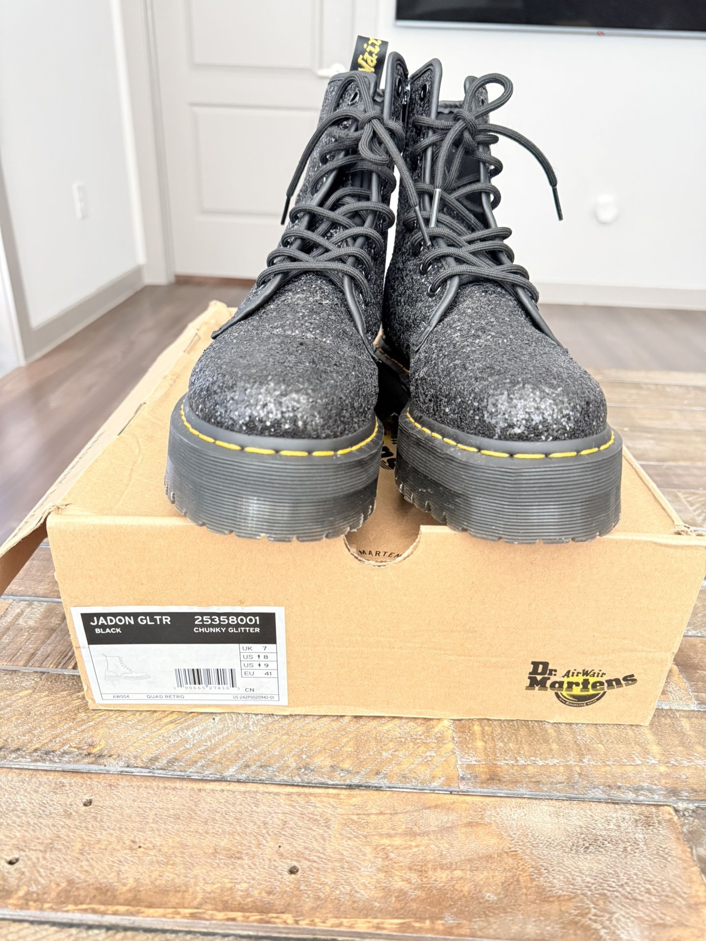 Dr Martens Jadon Glitter Platform Boots Sz 9