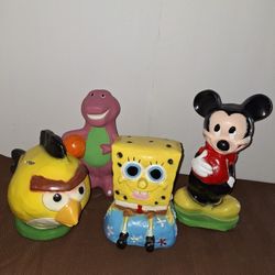 Alcancias / Piggy Banks Barney, Angry Birds, Sponge Bob and Mickey Mouse