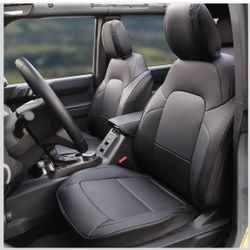 Seat Covers Protector with Backrest and Armrest for Ford Bronco Accessories 2021 2022 2023 2024 4-Door Full Set PU Leather Interior Covers