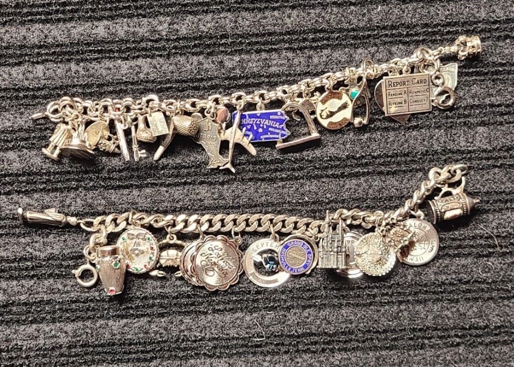 Vintage Sterling Silver Charm Bracelets