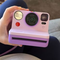 purple polaroid camera 