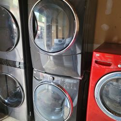 Black Kenmore Front Load Washer And Stackable Electric 220volt Dryer Set 