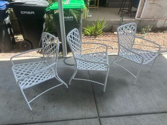 Set of 3 White Metal Patio Chairs – $15