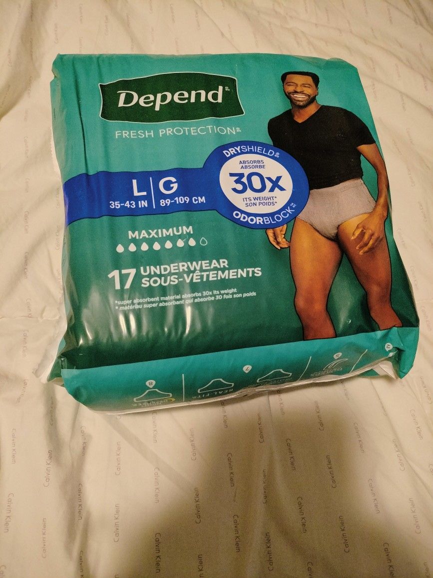 Men's Large Depend 17 Count. New $10