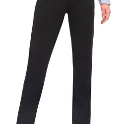 Bamans Dress Pants Women Work Business Pants Tummy Control Office Straight Leg Trousers High Waisted Ladies Slacks