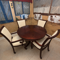 Solid Wood Round Dining Table w/4 Chairs - Great Condition