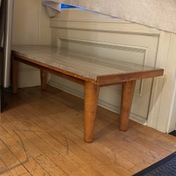 MARBLE / WOOD BENCH COFFEE TABLE 