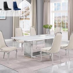 Furniture Sale! 7 PCS Victorino Collection Marble top Dining table set- Stainless steel base- Available in 3 colors Now On Sale 2349.00 Free Delivery
