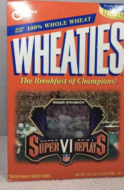 Roger Staubach Wheaties Cereal Box Super Bowl VI Replays UNOPENED