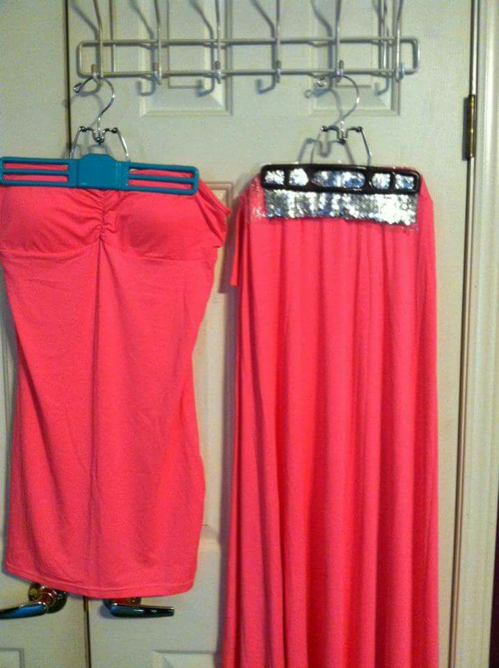 Pink dress can be worn several ways.