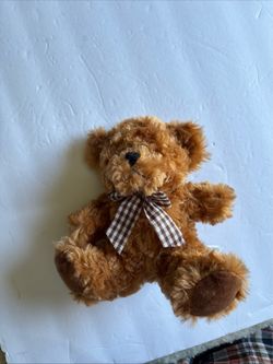 Russ Berrie 10" Tyler Bear Plush with Checkered Bow