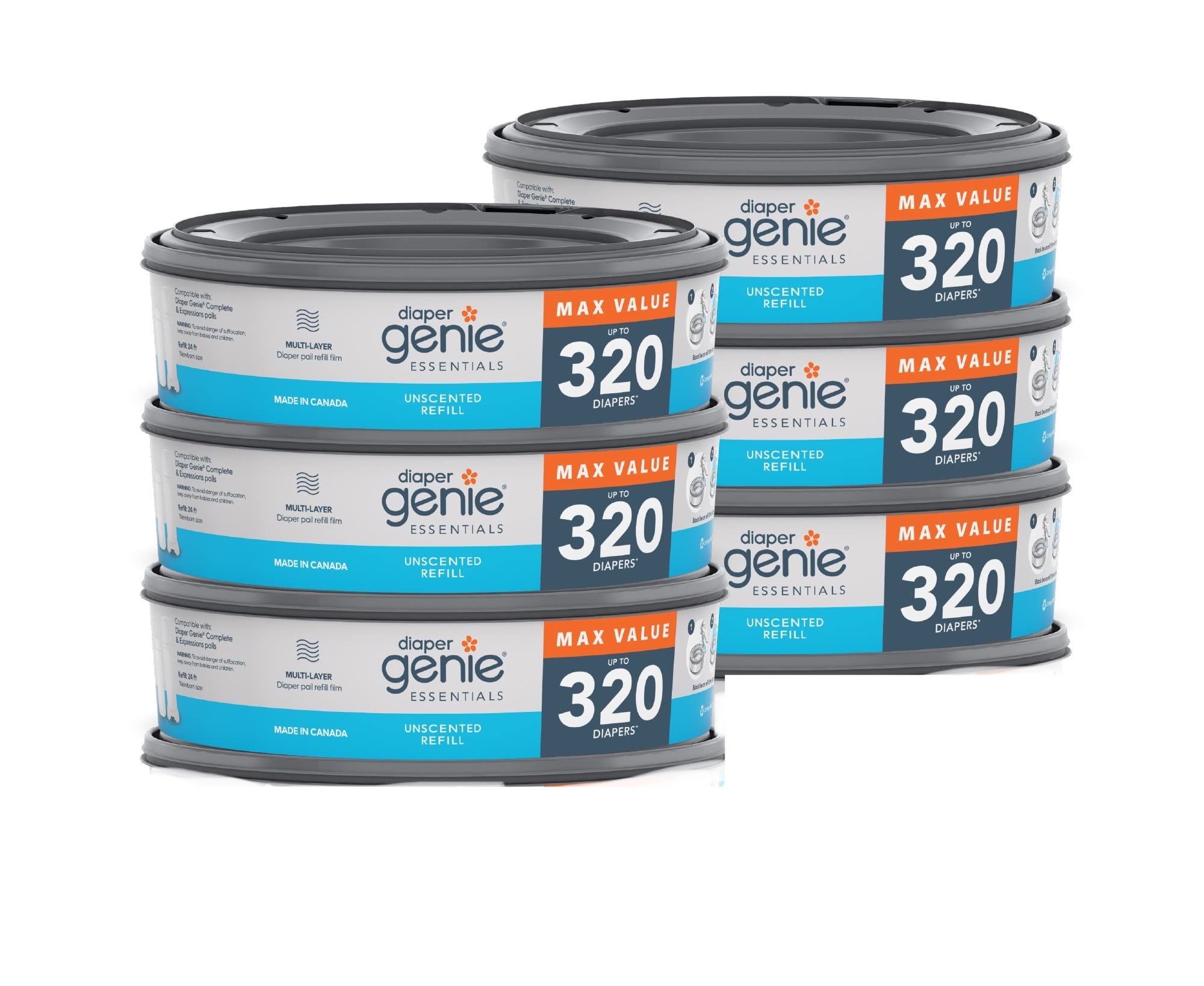 Diaper Genie Essentials Round Refill 6 Pack Hold Up to 1920 Diapers   New Condition