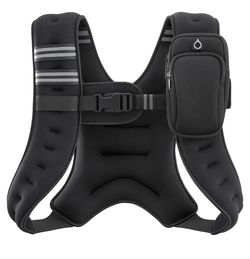 Black Weighted Training Vest with Phone Pocket