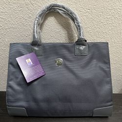 Brand New With Tag Joy Mangano Leather Button Expendable Tote