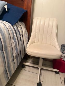 White Leather Vanity Chair