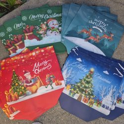 12 Pack 10" Large Christmas Gift Bags with Tissue Paper, Reusable Non-Woven Christmas Bag