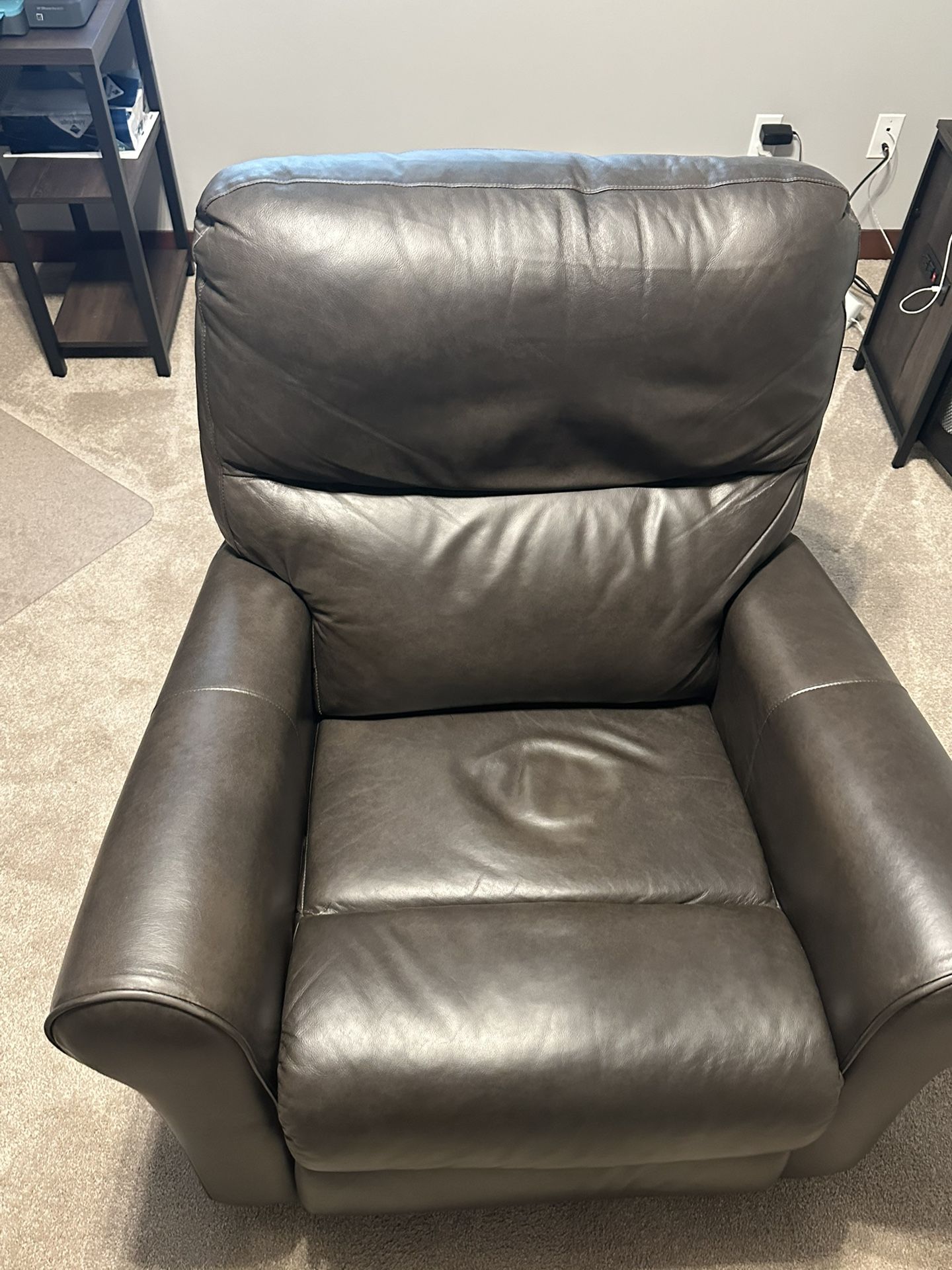 Leather Glider/Swivel Power Recliner With Rechargeable Battery Pack