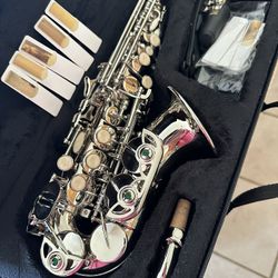 Nice Silver Curved Soprano Saxophone with New Reeds $350 Firm