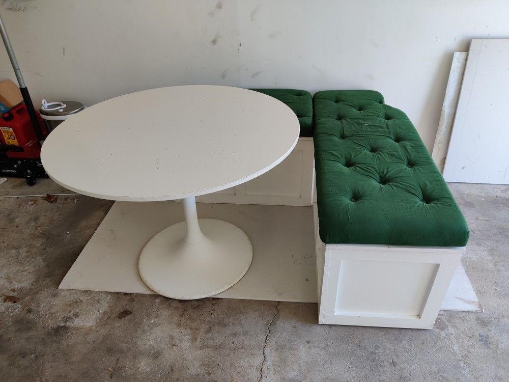 Pedestal Table - Ikea Docksta - with FREE breakfast nook benches with storage!!
