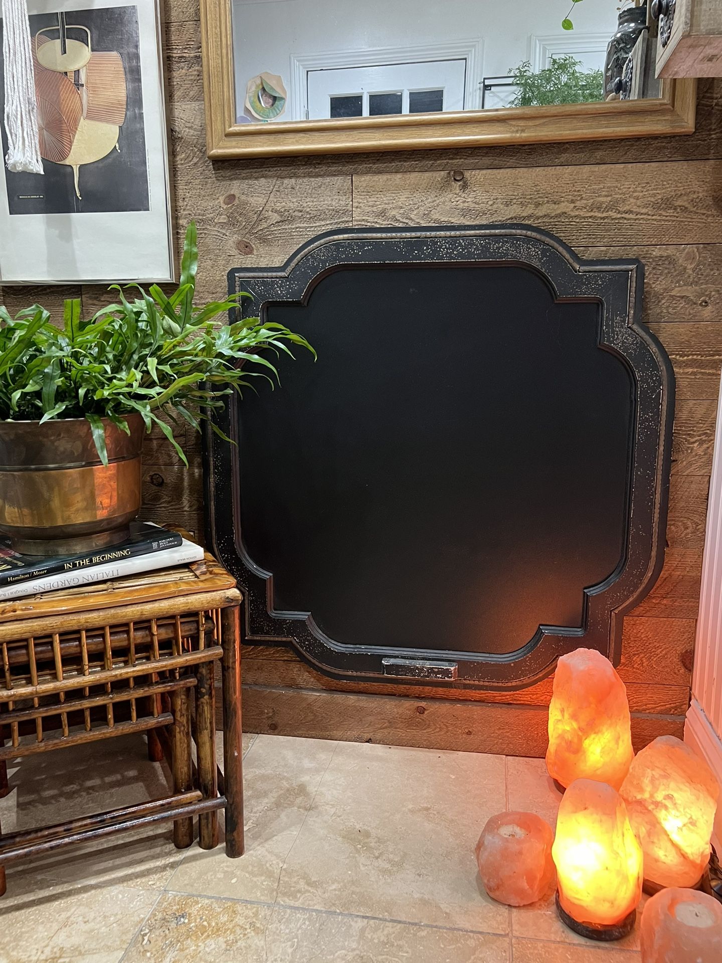 Black Distressed Quatrefoil Vintage Look Chalkboard Markerboard Farmhouse Shabby Coastal