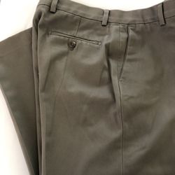 Kirkland Signature Mens Gray Pants 100% Cotton Flat Front 36x26