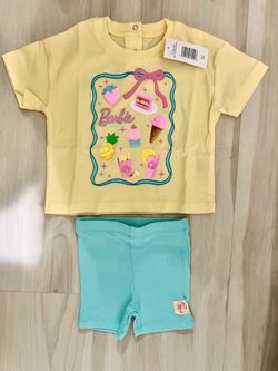 Barbie shirt and short set size 6-9 months