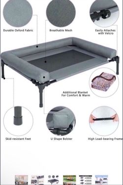 Elevated Cooling Dog Bed,Raised Dog Cots Beds for Large Dogs,Outdoor Dog Bed with Replacement Plush Pads,Chew Proof Portable Cooling Pet Cot Skid-Resi