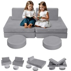 MeMoreCool Modular Kids Play Couch for Toddlers, Floor Foam Explorer Sofa with Building Fort Feature, Sectional Fold Out Block Couch for Playroom