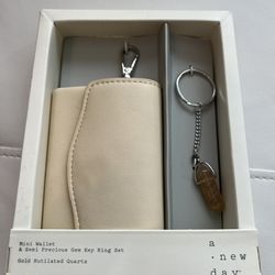 Mini Wallet & Semi Precious Gem Key Ring Set