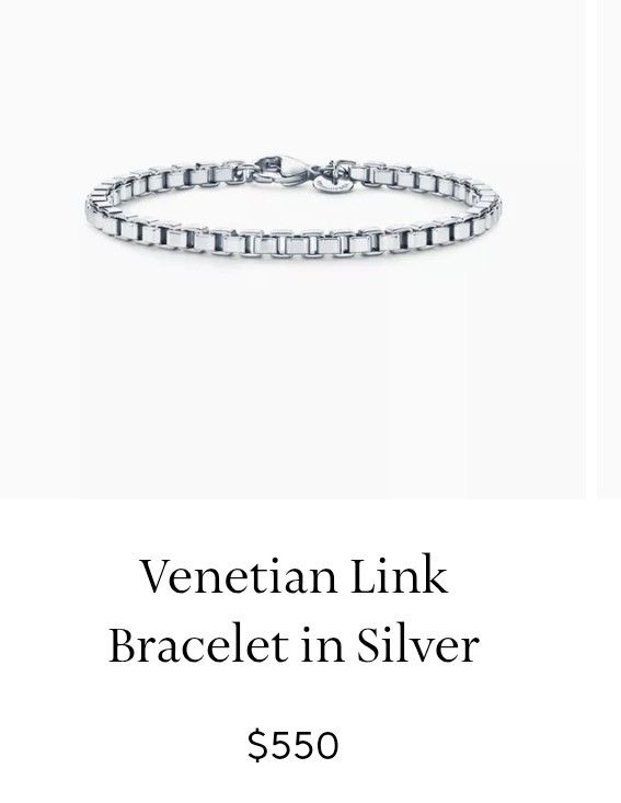 Tiffany & CO Box Chain Bracelet With Box, Dust Bag