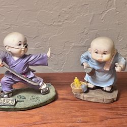 Vintage Chinese Ceramic Clay Monk Statue