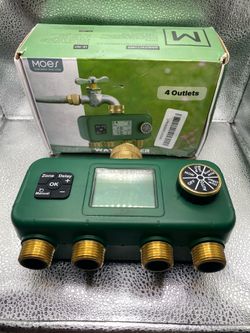 MOES 4 Zone Water Timer for Garden Hose, Heavy Duty Solid Brass Inlet & Outlet