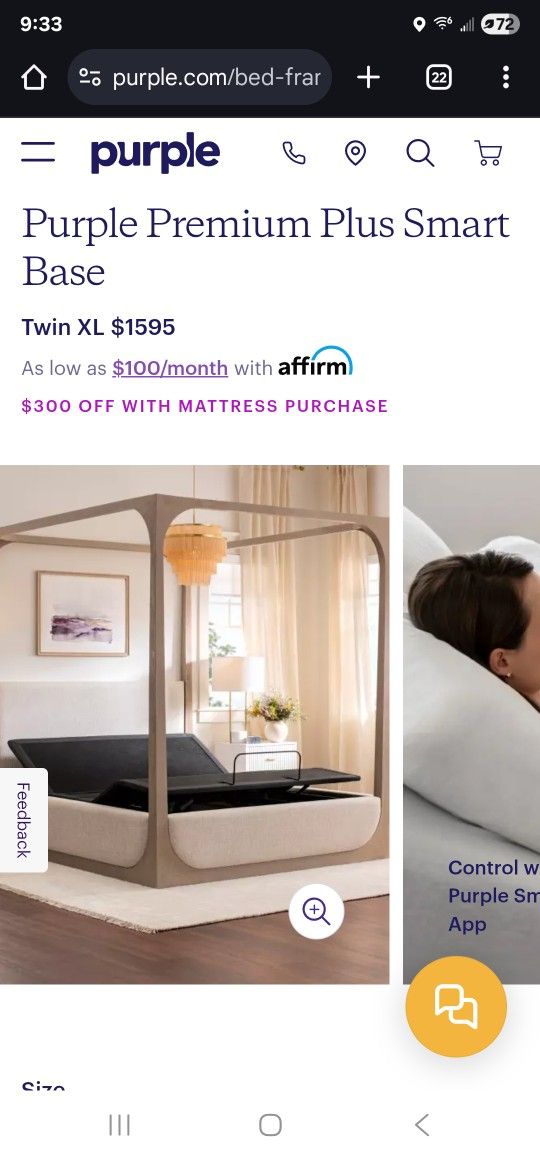 Purple Mattress + Premium Adjustable Frame.