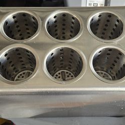 Commercial Utensil Holder for restaurant Counter, Silverware Organizer 6 Cup stainless steel.