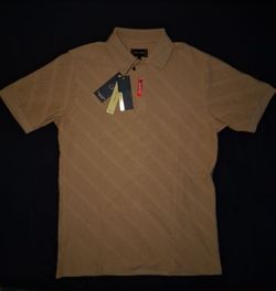 American Breed Khaki Polo Shirt – Luxury Patterned Cotton, Size Large