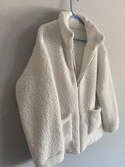 Cozy White Sherpa Zip-Up Jacket - Women