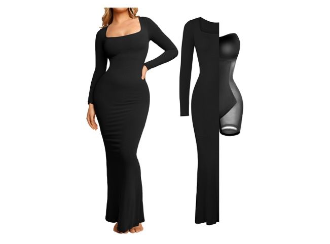 Popilush Black Ribbed Mermaid Dress