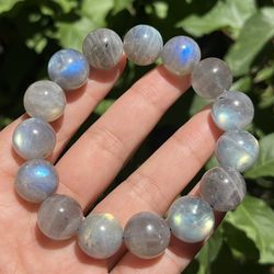 15mm Flashy Stretchable Labradorite Bracelet 