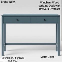 Brand New Windham Wood Writting Desk Or Console Table With Drawers Overcast Matte Color