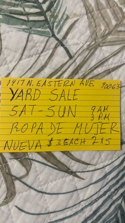 Yard sale  19 - 20 de sep.