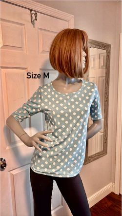 Blue & White Print Top Size Medium
