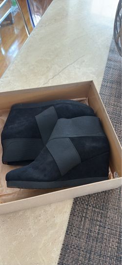 Black Suede Wedge Ankle Boots