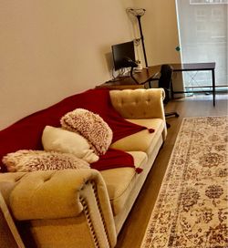 Tufted Chesterfield Loveseat with Nailhead Trim (Like New)
