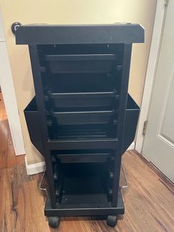 Professional 4 Drawer Rolling Salon Trolley Cart- Tool Organizer- Black 15” x 15”x 34”H