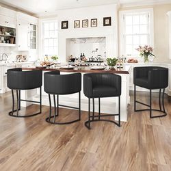 5X Black 26.4” Faux leather barstools