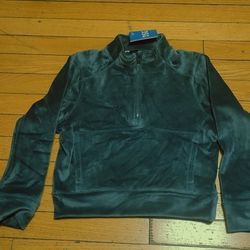 DSG Girls Velour 1/2 Zip Pullover XS (6-7) Dark Green