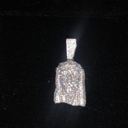 *REAL* 925 ITALY SILVER MOSSANITE PENDENT FULLY ICED