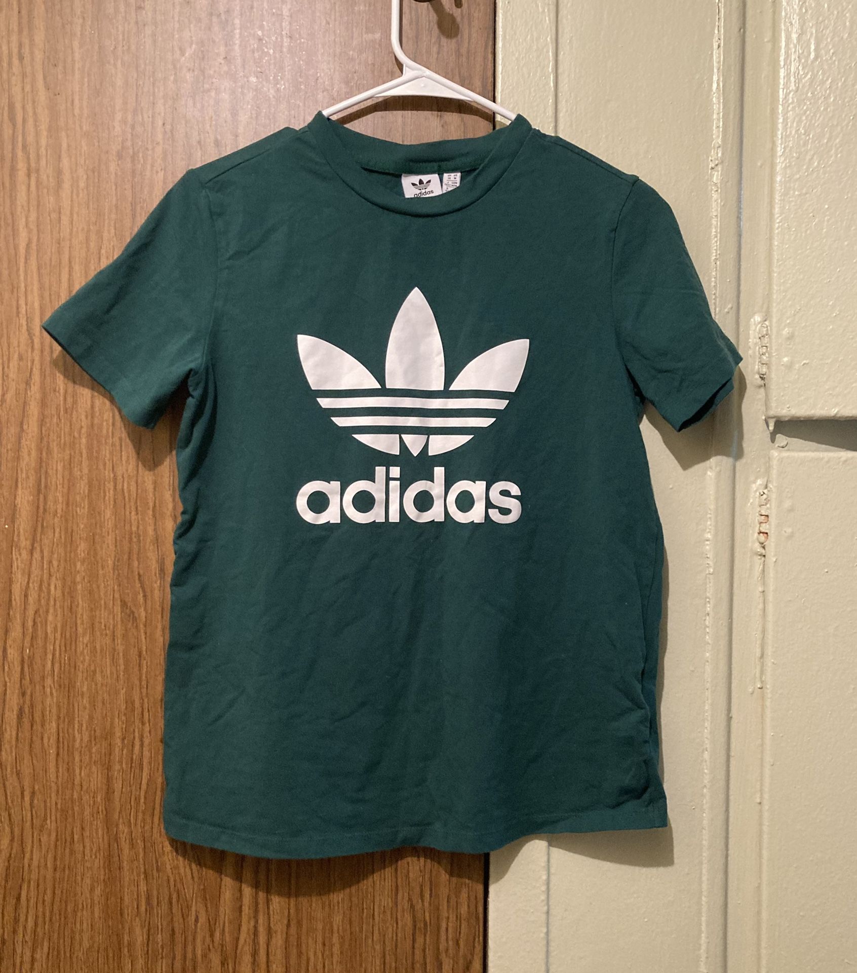 Adidas Orgional Trefoil Embroidered Army Green T-Shirt Women Size Medium